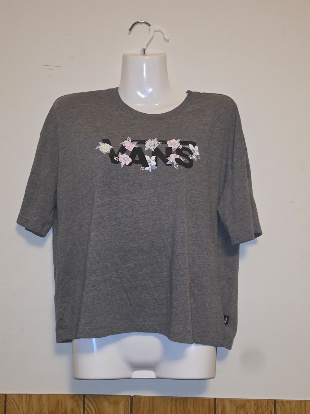 Vans Gray Tee with Floral Logo